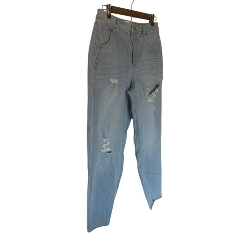 Frayed Relaxed Tapered Jeans 29 Distressed High Rise 90s Baggy Mom Casual EUC‎